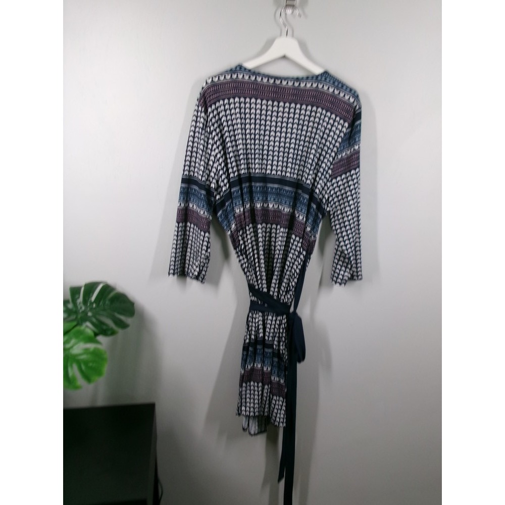 LULAROE Dress Size 3XL Michelle‎ Wrap Style Blue Geometric 3/4 Sleeve NEW - Picture 3 of 16